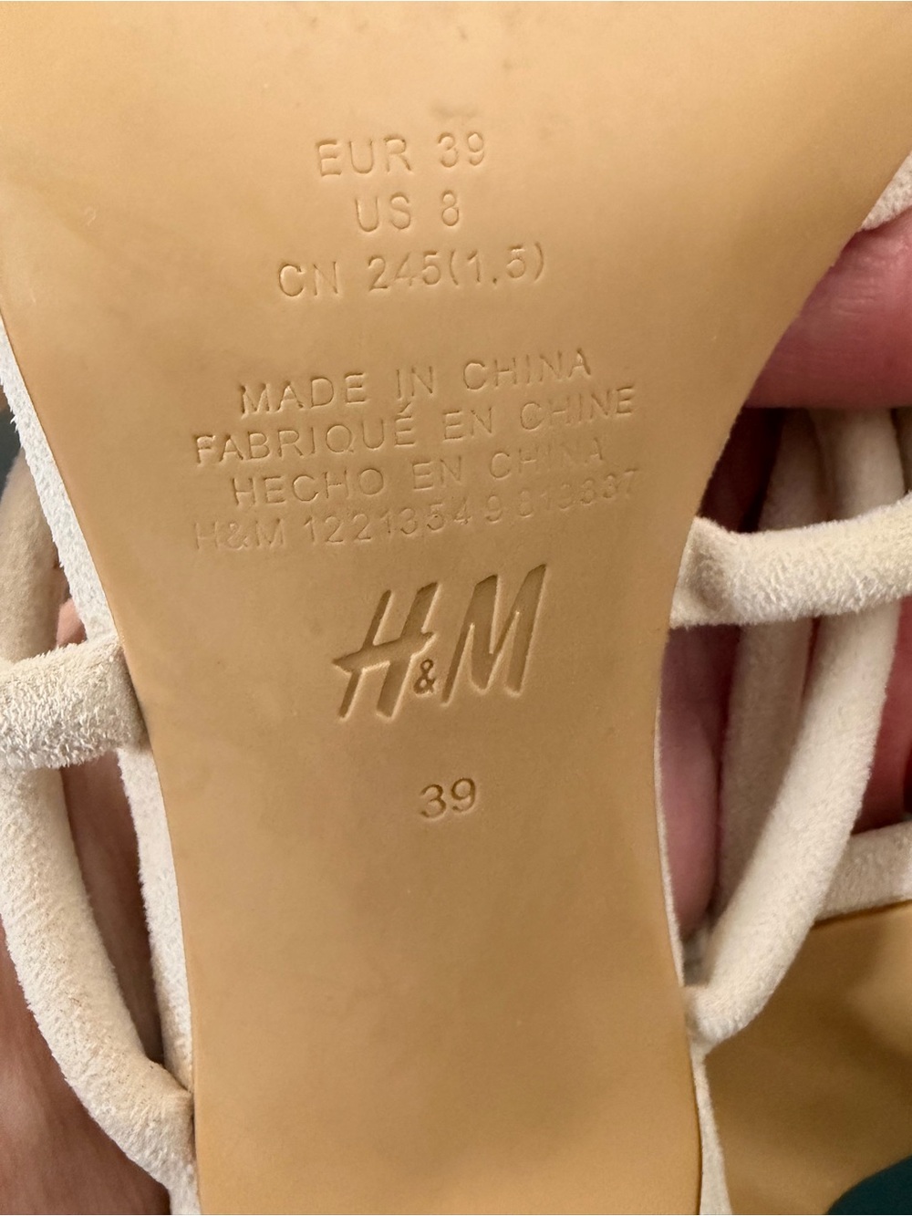 H&M Cream Knot-Strap Heeled Sandals kitten heels Size 8 - Picture 7 of 11